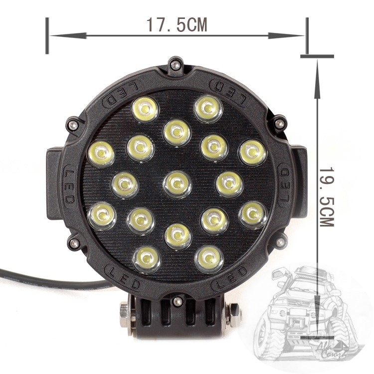 Фара диодная CH013B 51W ЧЁРНАЯ (17*3W) 175*195*85 мм
