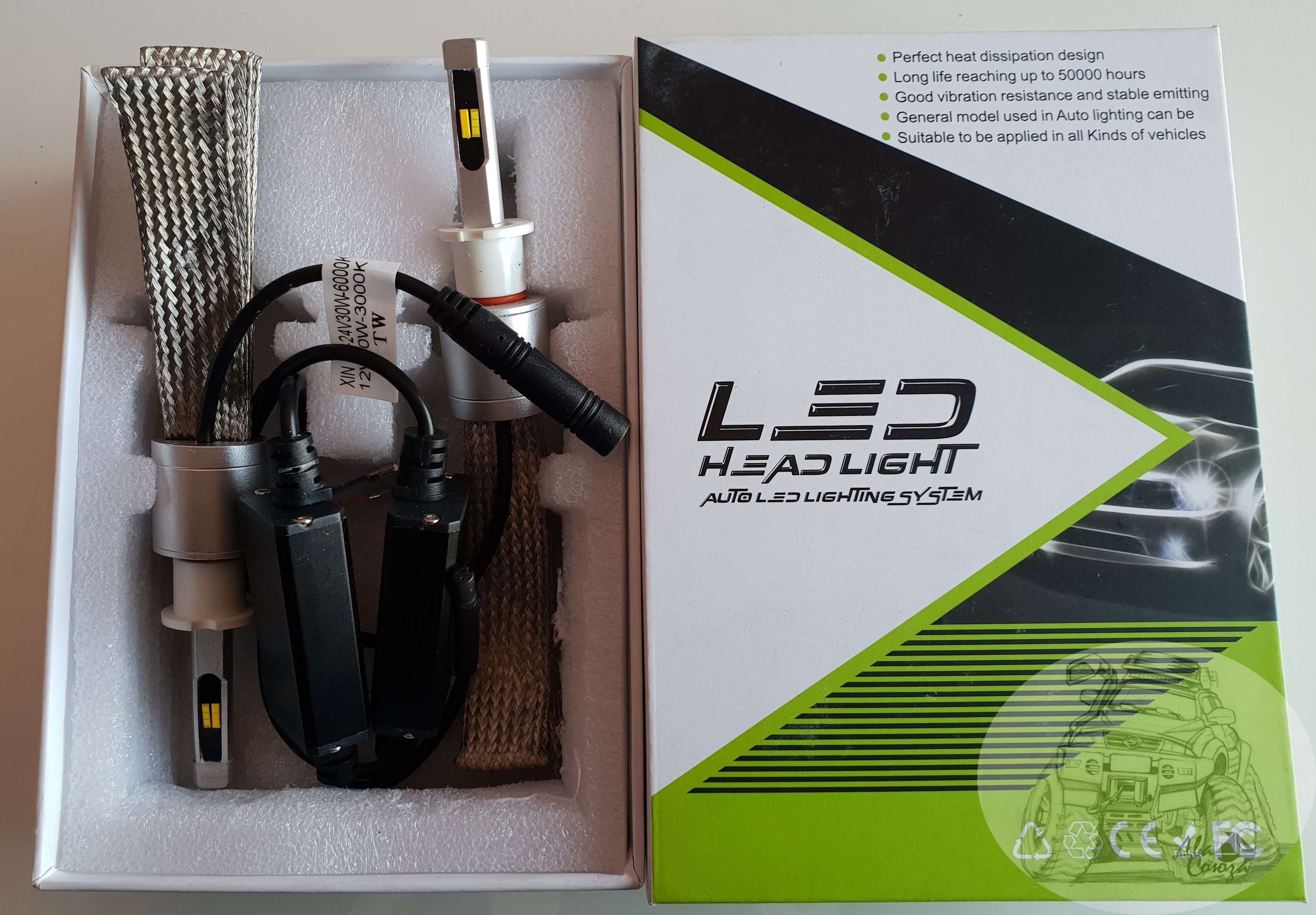 Лампочки R5 LED H1 белый+жёлтый, 2 шт.