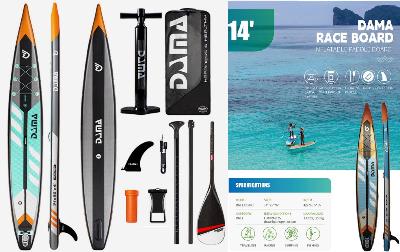 САП доска 427*63.5*15 DAMA MULTI RACE BOARD DAMA-RB
