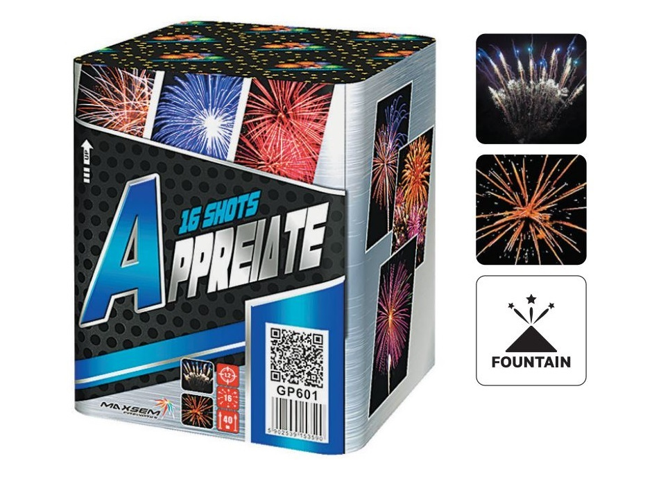 Батарея салютов "Appreiate" GP601 16 залпов * 1.2" (1/8)