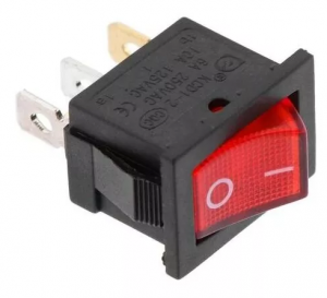 Выключатель клавишный 12V 15А (3с) ON-OFF красный  с подсветкой  Mini  REXANT
