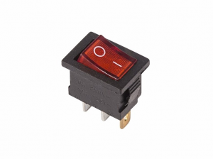 Выключатель клавишный 24V 15А (3с) ON-OFF красный с подсветкой  Mini