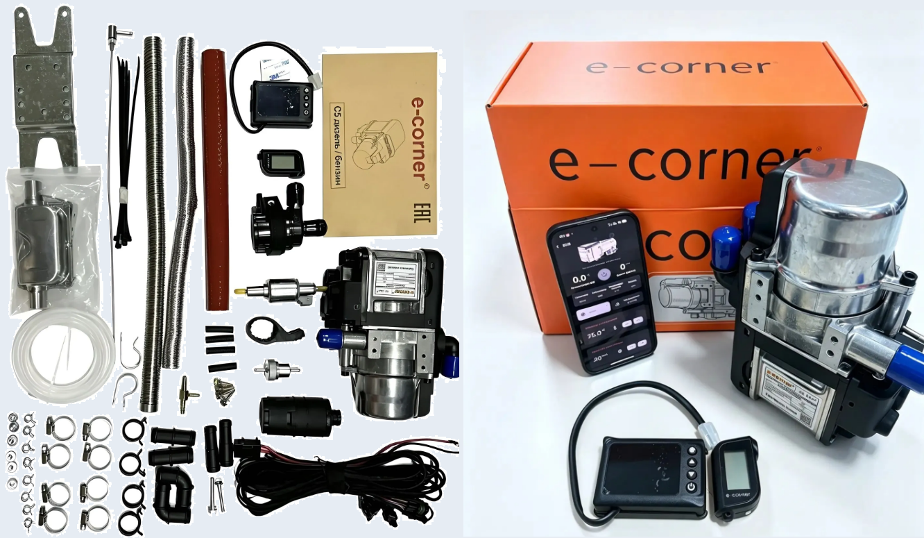 Предпусковой подогреватель двигателя  e-Corner УНИВЕРСАЛЬНЫЙ  12В, GSM/Пульт-ДУ/Приложение
